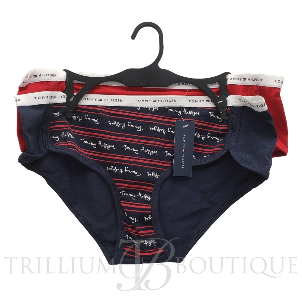 Tommy Hilfiger Women's Hipster Underwear 2 Pairs NWT Red, White & Blue Small NWT
